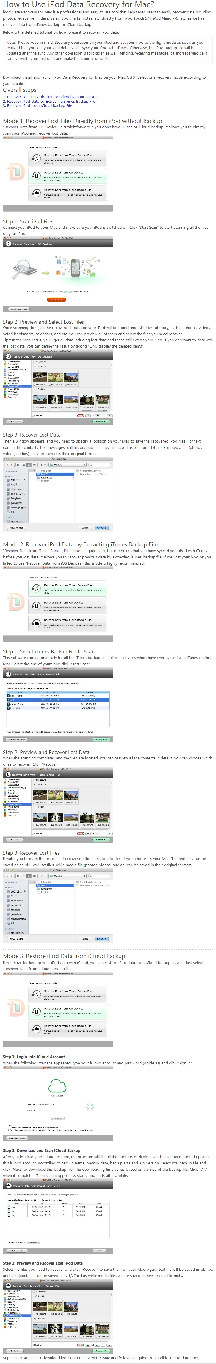 Tenorshare iPod Data Recovery for Mac User Guide
