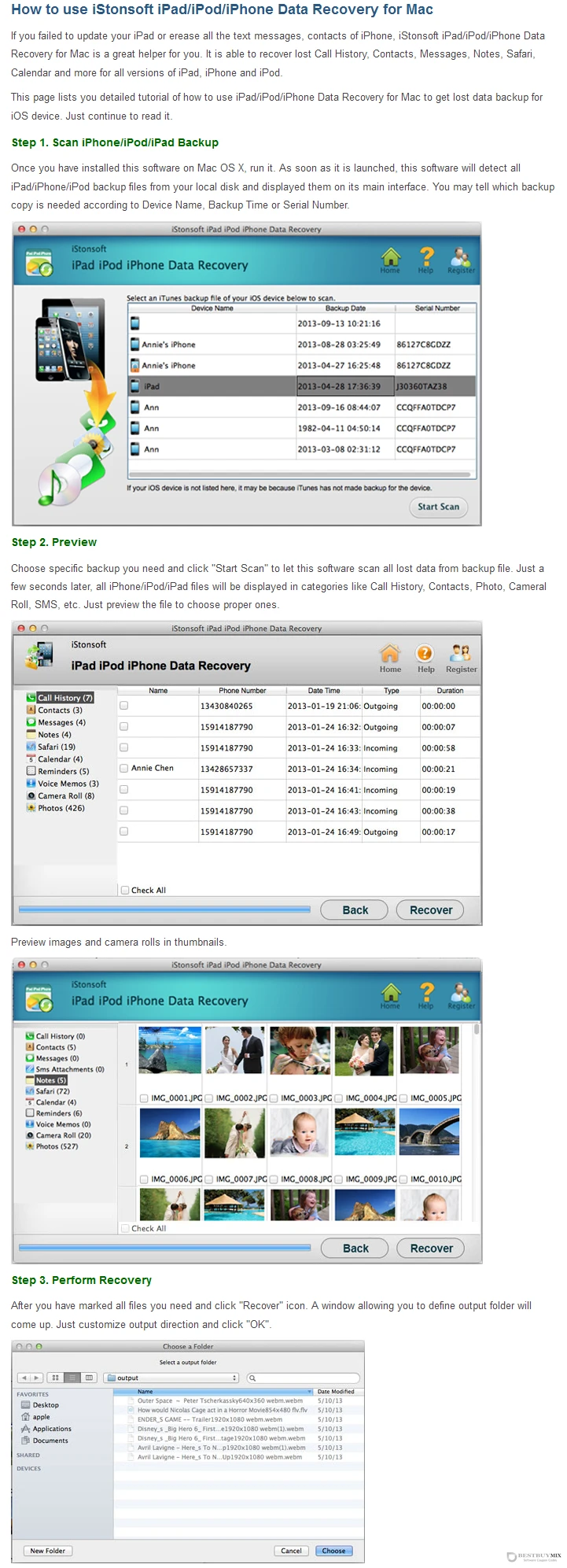 iStonsoft iPad/iPod/iPhone Data Recovery for Mac user guide