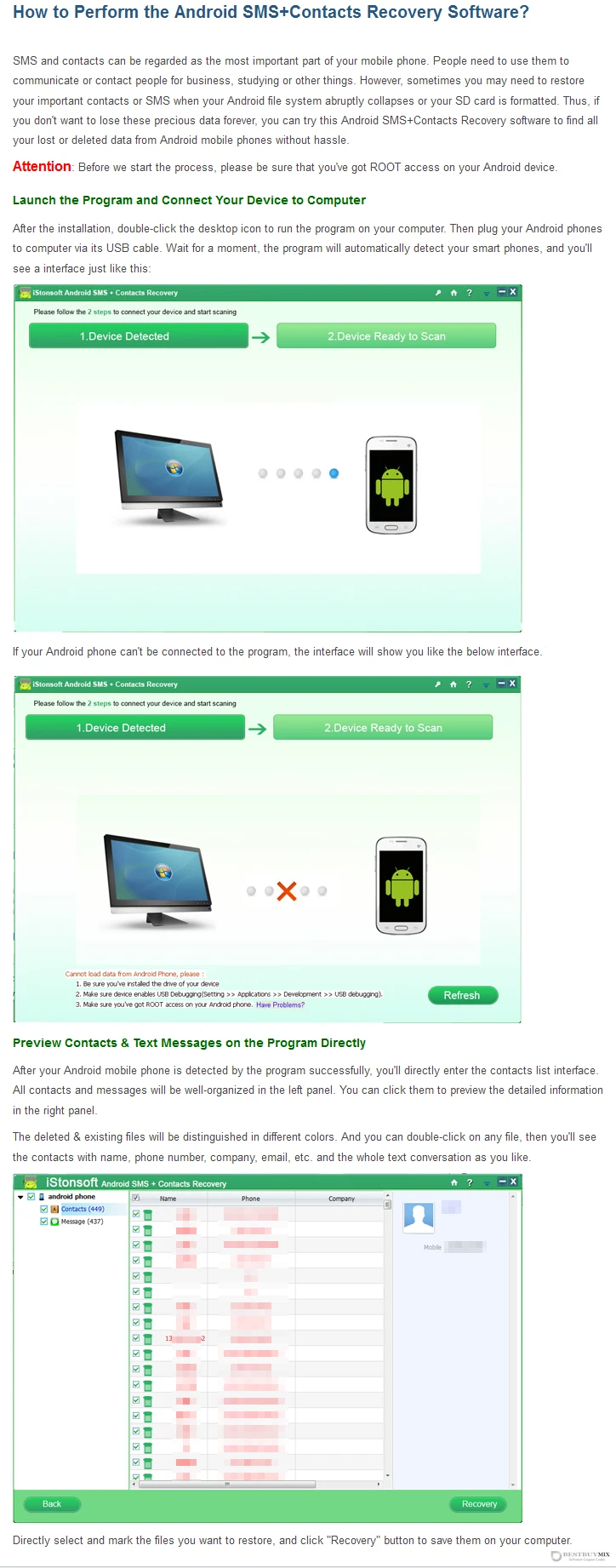 iStonsoft Android SMS+Contacts Recovery-guide