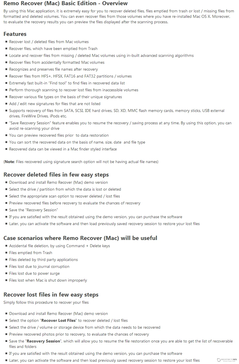 Remo Recover (Mac) - Basic Edition-sc