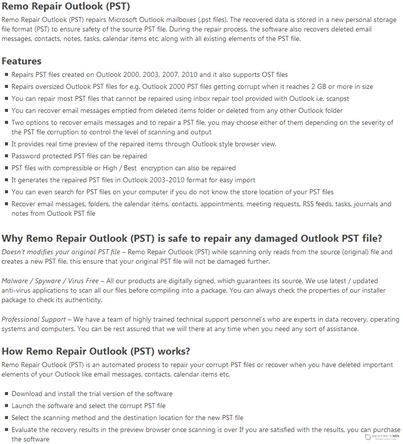 Remo Repair Outlook (PST)-sc