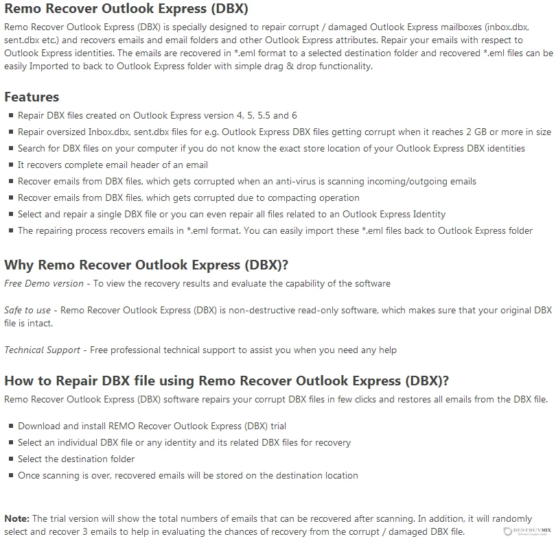 Remo Recover Outlook Express (DBX)-sc