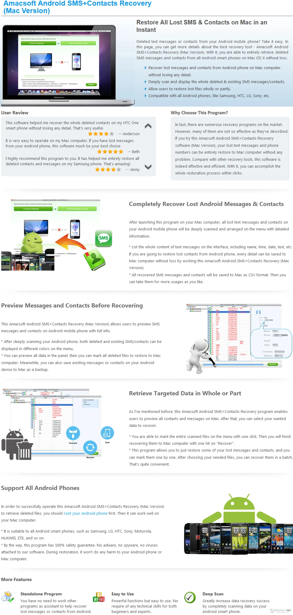 Amacsoft Android SMS+Contacts Recovery for Mac