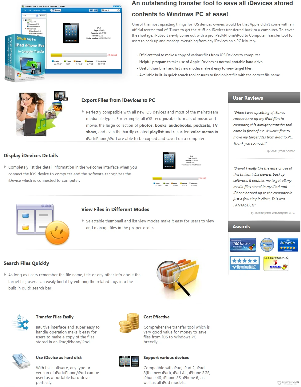 iPubsoft iPad/iPhone/iPod to Computer Transfer