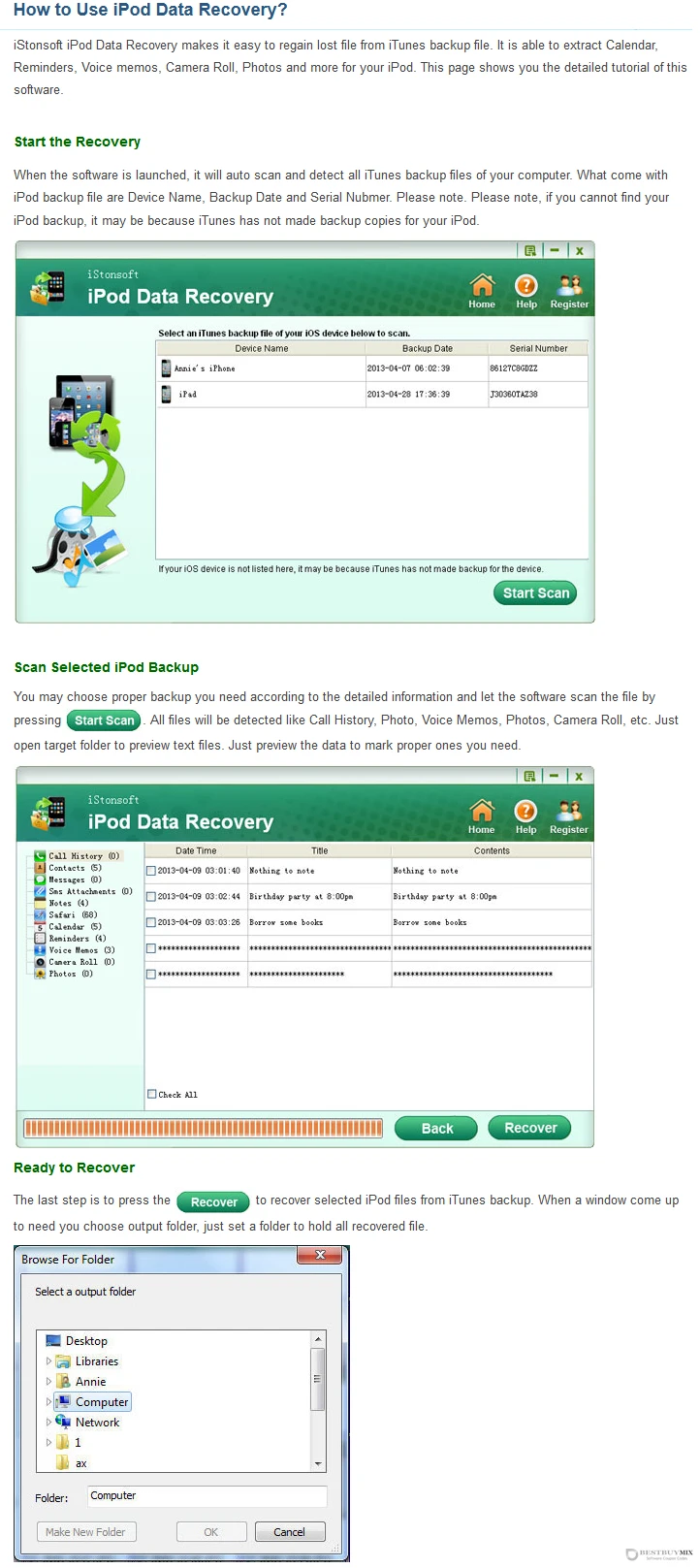 iStonsoft iPod Data Recovery user guide