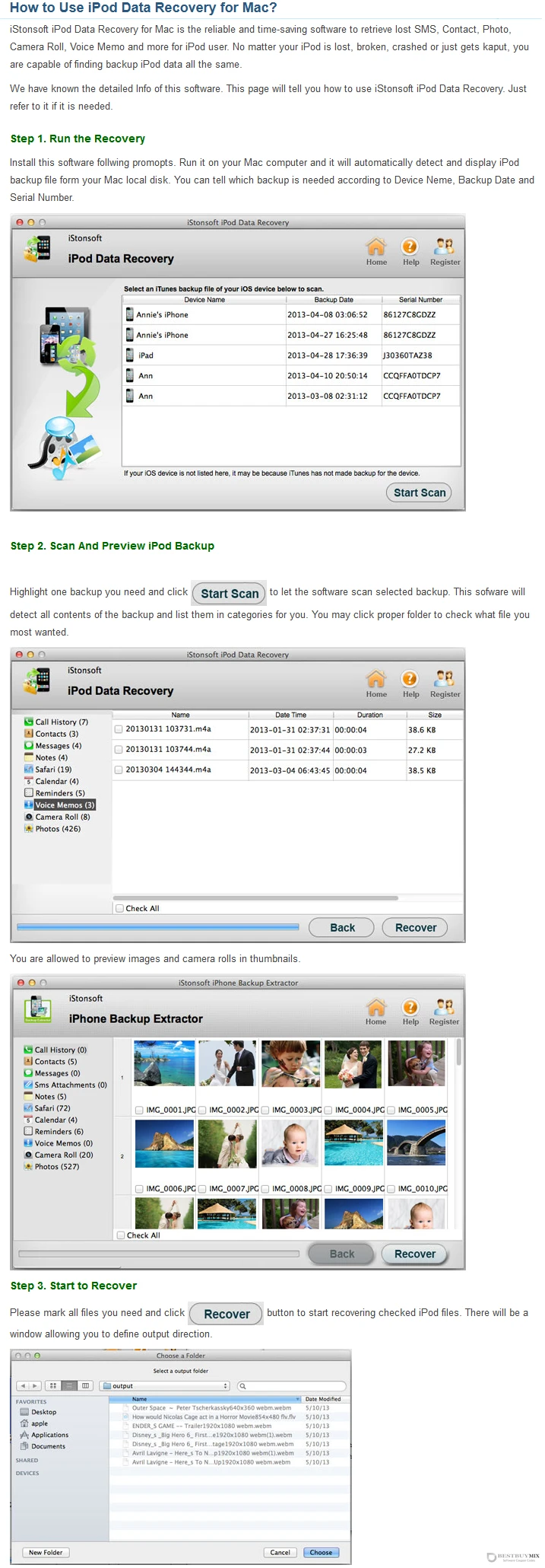 iStonsoft iPod Data Recovery for Mac user guide