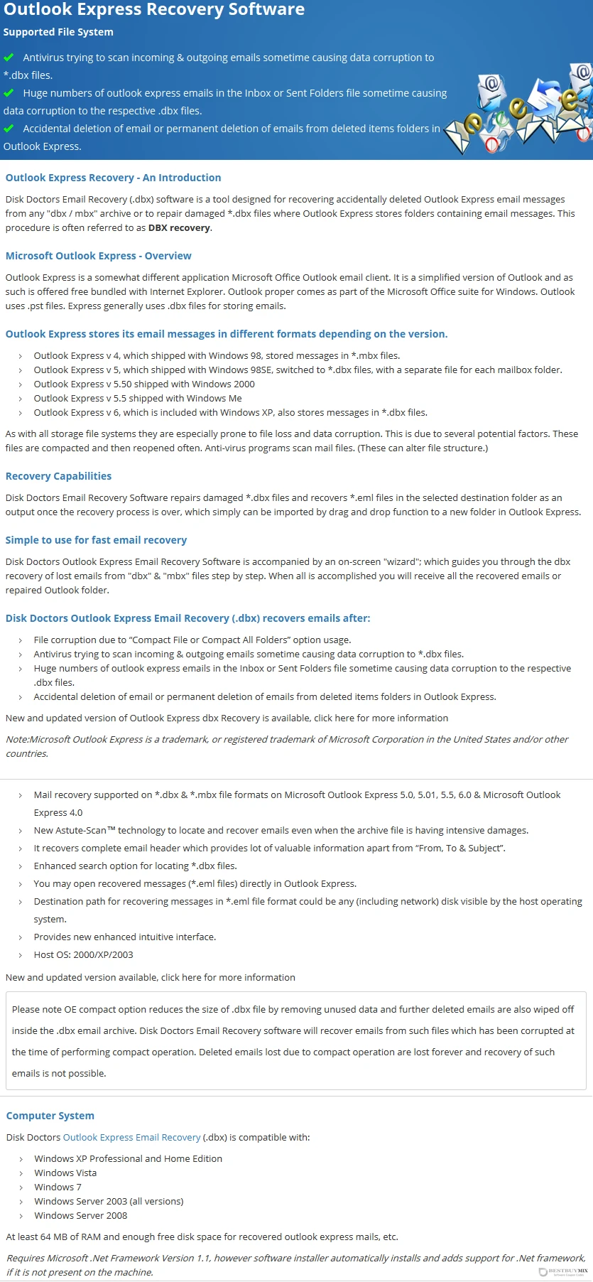 Disk Doctors Email Recovery (dbx) Discount Coupon Code