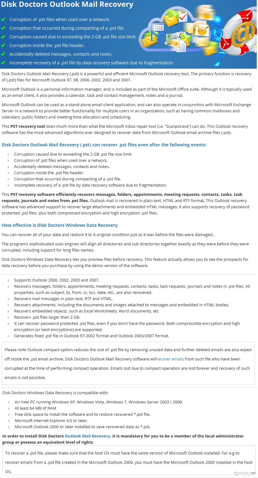 Disk Doctors Outlook Mail Recovery (pst) Discount Coupon Code